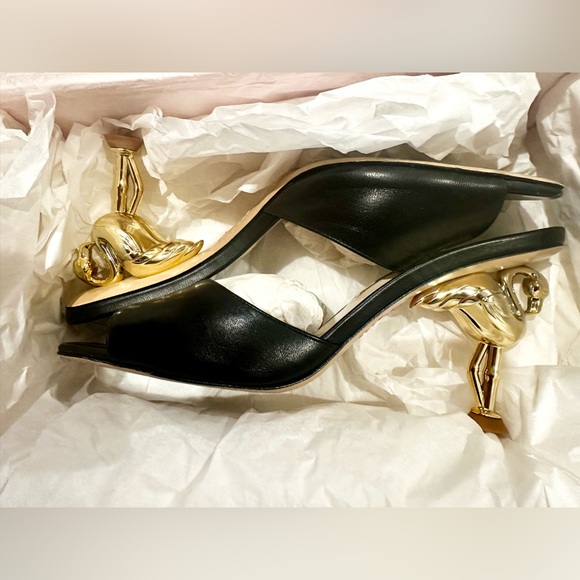 Sophia Webster Shoes - Sophia Webster Flo Flamingo Mid Mule Black— 40 (9.5) Women's Shoes